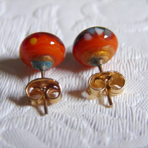 Vtg Murano/Venetian Glass Pierced EARRINGS x3, Stud & Dangle Cross, Evil Eye G35 - Picture 4 of 13